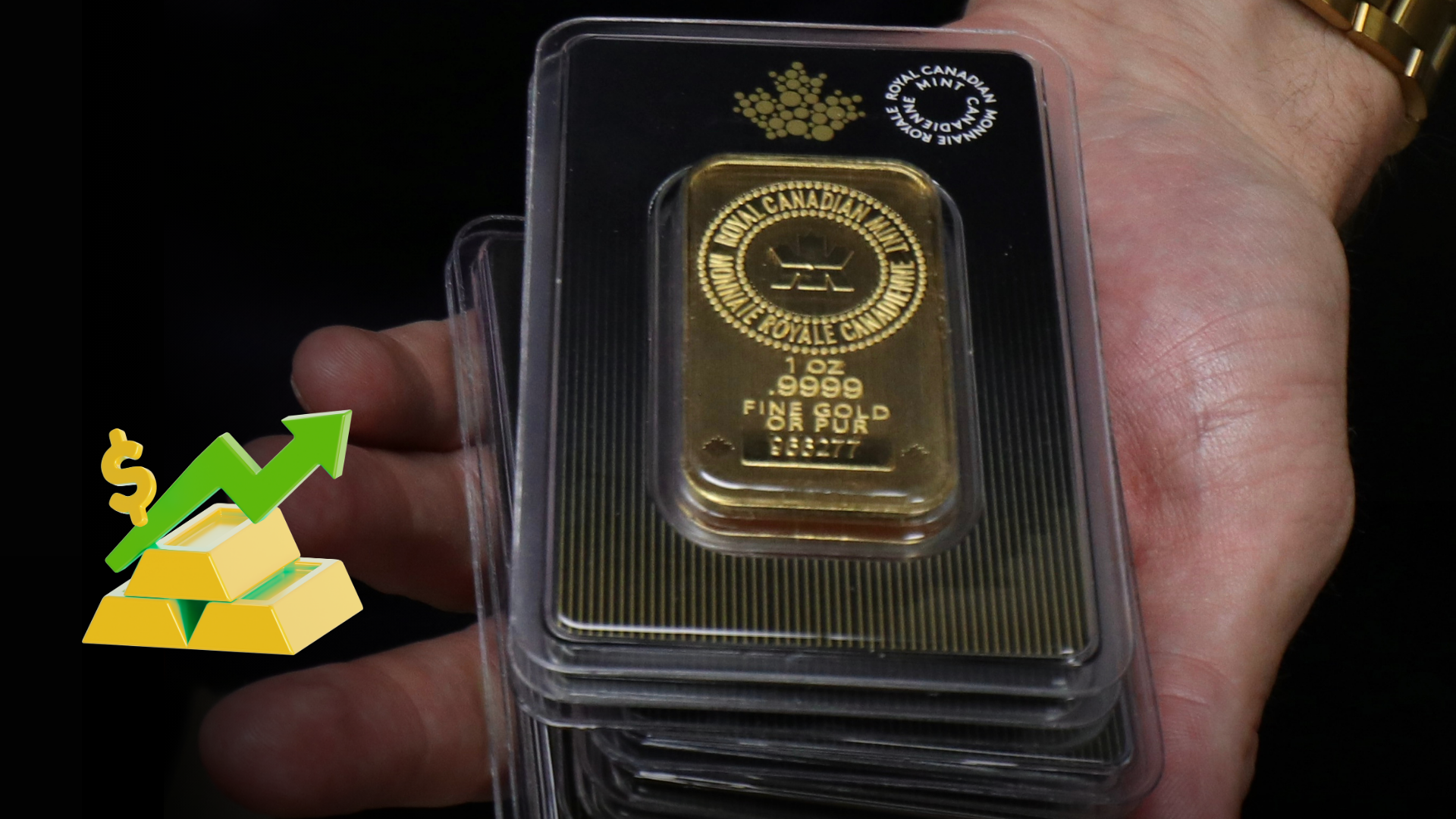 Royal Canadian Mint gold bars in hand